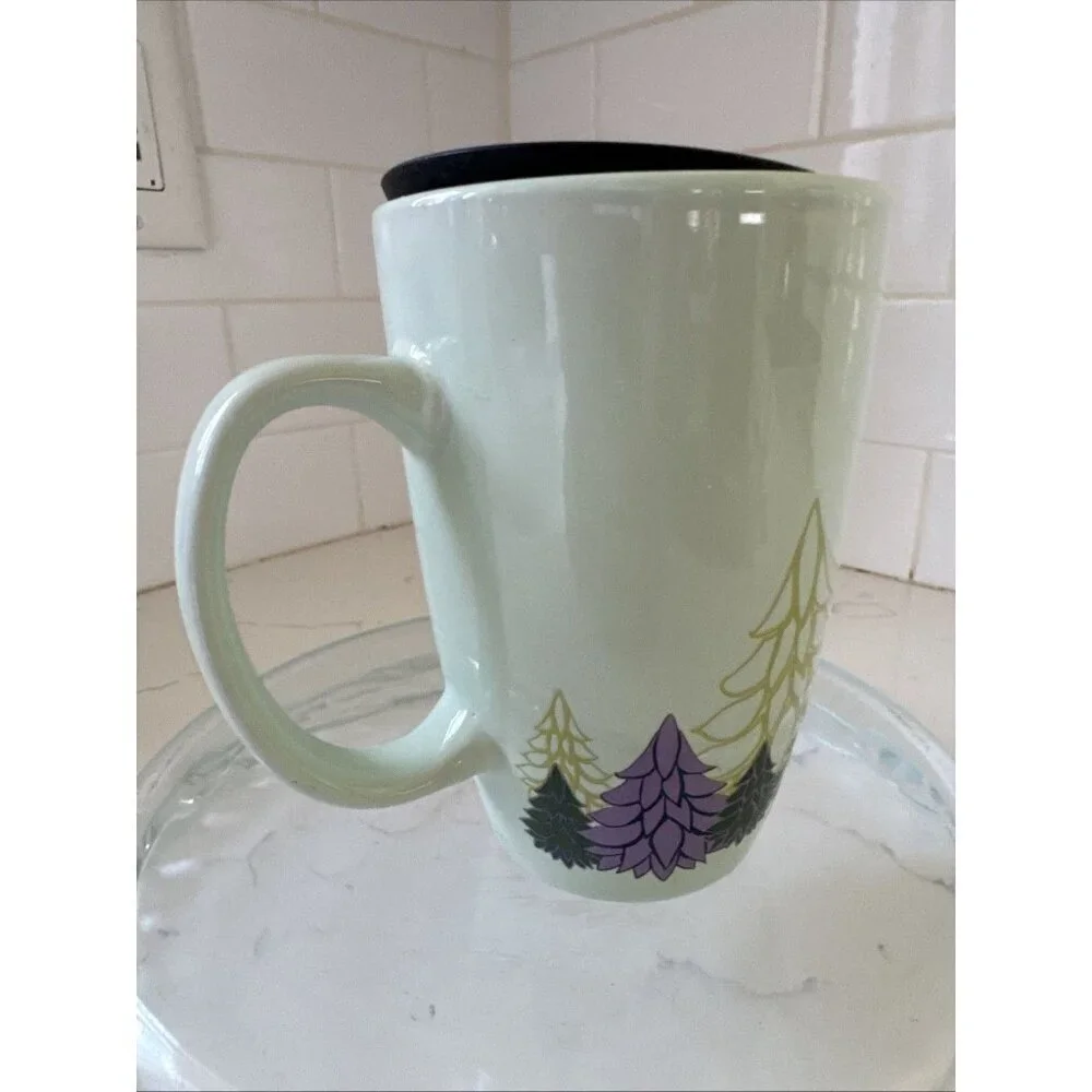Starbucks Christmas Coffee Mug 2020 Light Mint Green w/ Trees 12oz. PreOwned